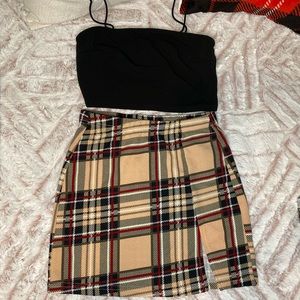 2 pc plaid skirt set